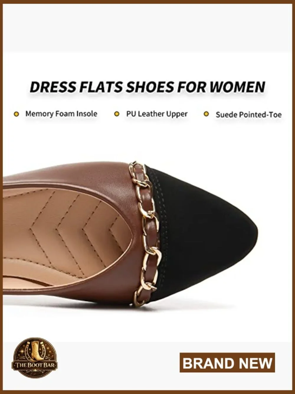 Pointed Toe Ballet Flats with Memory Foam Insole, Faux Suede, Dress Shoes